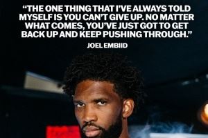 76人官推晒恩比德言论：我告诉自己 无论如何都不能放弃！